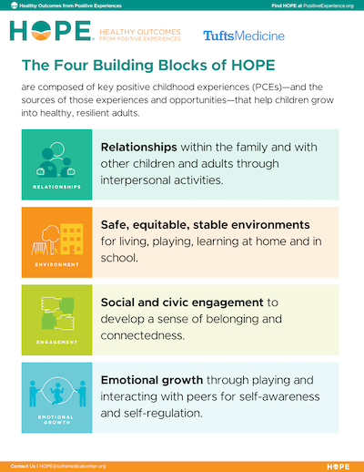 Screen shot of the Four Building Blocks of HOPE worksheet.