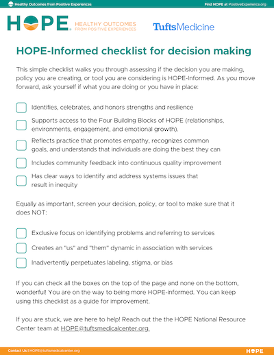 HOPE-Informed checklist for decision making