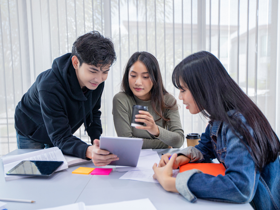 Group of students studying.